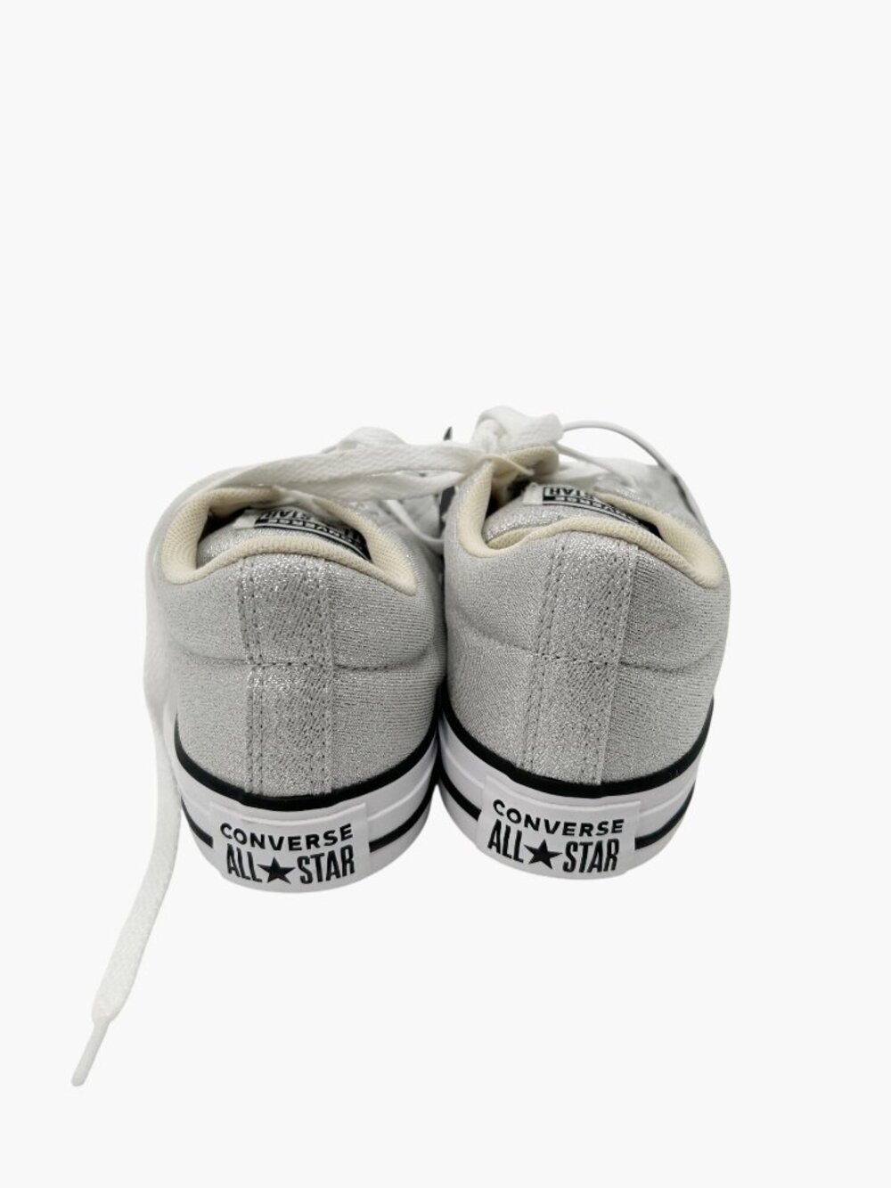 NEW Converse Adult Street Low Top Lurex Shine Sneakers - Silver - Size 8.5 - Picture 4 of 7